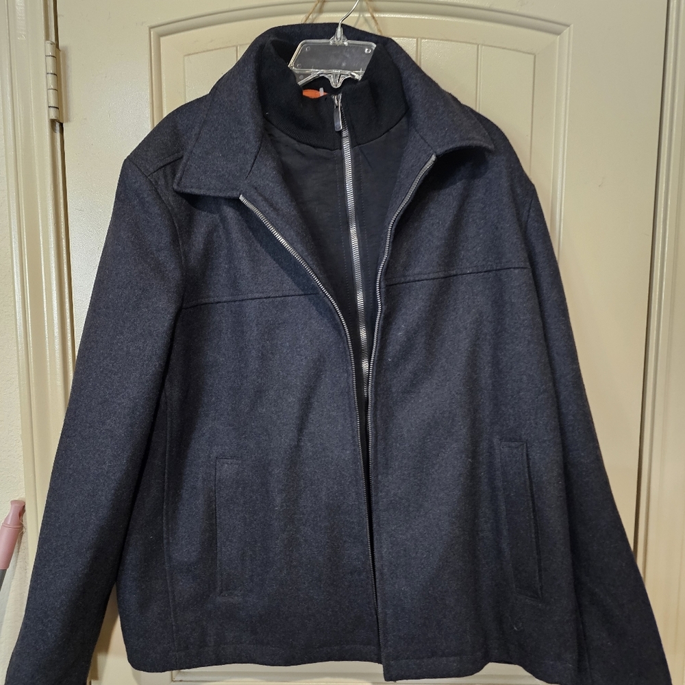 Dockers Men's Wool Blend Zip Up Jacket with Quilted Bib